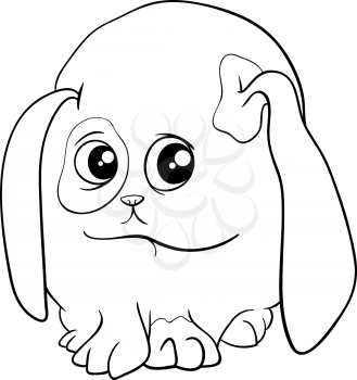 Black and White Cartoon Illustration of Cute Bunny Baby Animal for Coloring Book