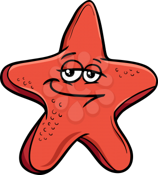 Cartoon Illustration of Funny Starfish Sea Animal