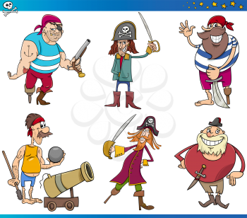 Cartoon Illustrations Set of Fairy Tale or Fantasy Pirates Characters