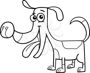 Black and White Cartoon Illustration of Funny Spotted Dog for Coloring Book