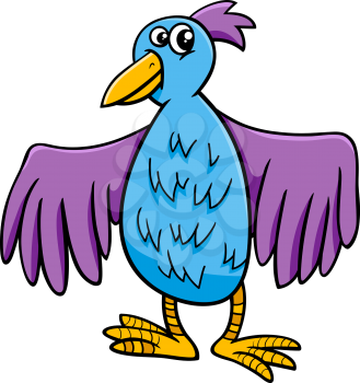 Cartoon Illustration of Colorful Bird Fantasy Animal Character