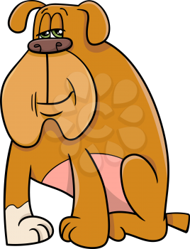Cartoon Illustration of Funny Sitting Dog Animal Character