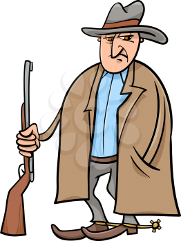 Cartoon Illustration of Cowboy  Character with Gun