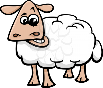 Cartoon Illustration of Sheep Farm Animal Character