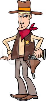 Cartoon Illustration of Cowboy Sheriff  Character