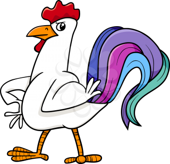 Cartoon Illustration of Rooster Farm Bird Animal Character