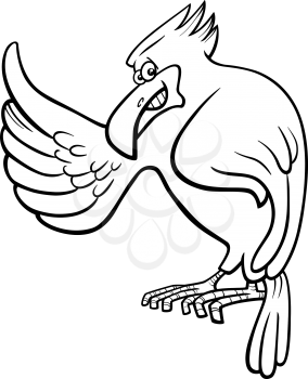 Black and White Cartoon Illustration of Eagle Wild Bird Animal Character for Coloring Book