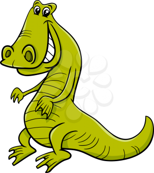 Cartoon Illustration of Crocodile or Alligator Reptile Animal