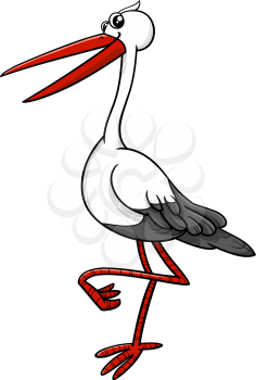 Cartoon Illustration of Stork Bird Animal Character