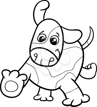 Black and White Cartoon Illustration of Cute Little Running Puppy for Coloring Book