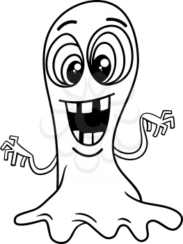 Black and White Cartoon Illustration of Ghost Halloween or Fantasy Character for Coloring Book