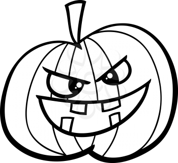 Black and White Cartoon Illustration of Jack Lantern Halloween Pumpkin for Coloring Book