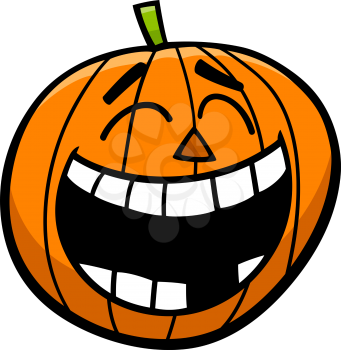 Cartoon Illustration of Laughing Jack Lantern Halloween Pumpkin