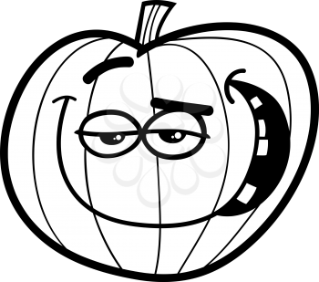Black and White Cartoon Illustration of Halloween Pumpkin for Coloring Book