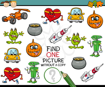 Cartoon Illustration of Finding Single Picture Educational Game for Preschool Children