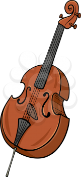 Cartoon Illustration of Double Bass Musical Instrument Clip Art