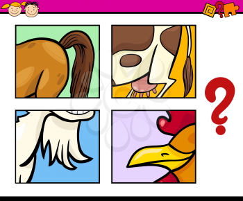 Cartoon Illustration of Educational Task for Preschool Children with Animals Riddle