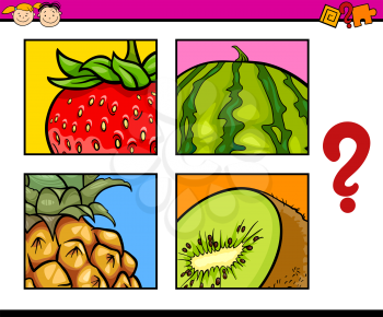 Cartoon Illustration of Education Task for Preschool Children od Guess the Fruits