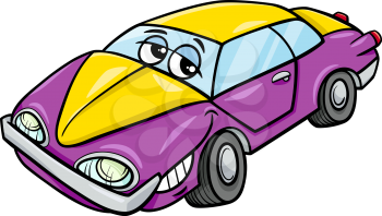 Cartoon Illustration of Classic Oldschool Car Vehicle Character