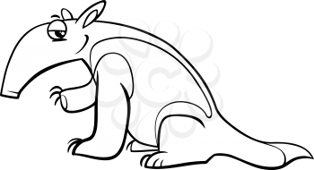 Black and White Cartoon Illustration of Tamandua Anteater Animal Character for Coloring Book