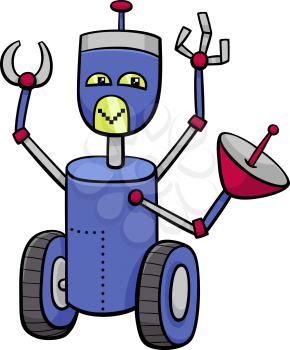 Cartoon Illustration of Robot or Droid Comic Character
