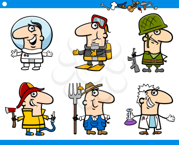 Cartoon Illustration of Professional People Occupations Characters Set