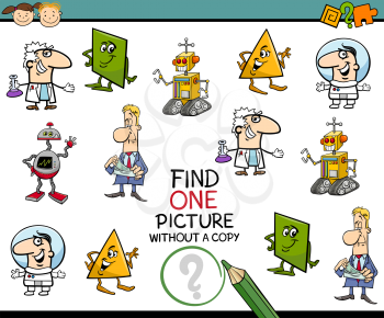 Cartoon Illustration of Educational Task of Find Single Picture for Preschool Children