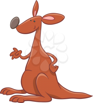 Cartoon Illustration of Funny Kangaroo Animal Character