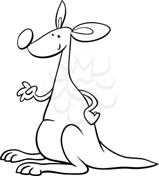 Black and White Cartoon Illustration of Funny Kangaroo Animal Character for Coloring Book