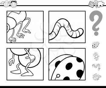Black and White Cartoon Illustration of Education Game for Preschool Children with Animals Task Coloring Page