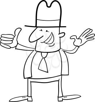 Black and White Cartoon Illustration of Happy Man Comic Character for Coloring Book