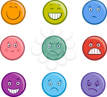 Cartoon Illustration of Emoticon or Emotions like Sad or Happy