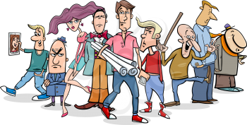Cartoon Illustration of Comic People Characters Group