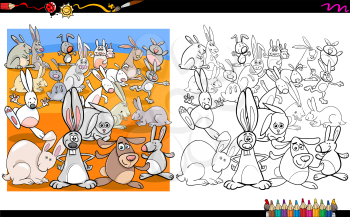 Cartoon Illustration of Rabbit Animal Characters Coloring Book Activity
