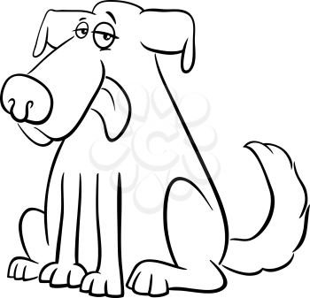 Black and White Cartoon Illustration of Dog Animal Character Coloring Book