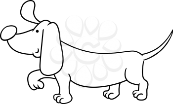 Black and White Cartoon Illustration of Funny Dachshund Dog Animal Character Coloring Book