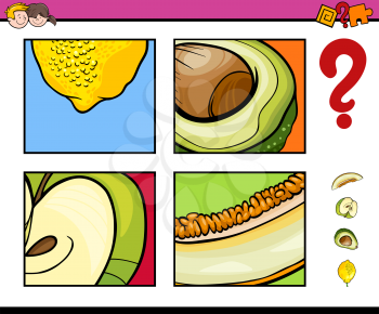 Cartoon Illustration of Educational Activity Task of Guessing Fruits for Children
