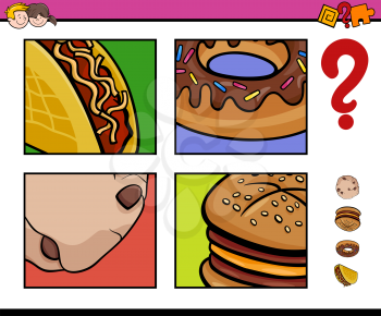 Cartoon Illustration of Educational Activity Task of Guessing Food Objects for Children