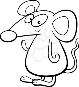Black and White Cartoon Illustration of Funny Mouse Animal Character Coloring Book