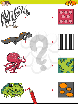 Cartoon Illustration of Education Picture Matching Game for Children with Animal Characters
