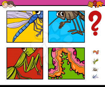 Cartoon Illustration of Educational Activity Game of Guessing Insects for Children