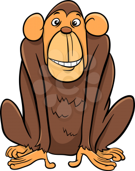 Cartoon Illustration of Ape or Monkey Animal Character