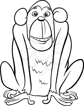 Black and White Cartoon Illustration of Ape or Monkey Animal Character Coloring Page