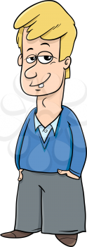 Cartoon illustration of Funny Young Man Character