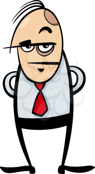 Cartoon Illustration of Manager or Boss Business Character