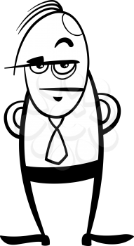 Black and White Cartoon Illustration of Manager or Boss Business Character