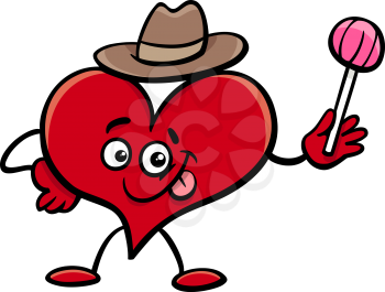 Cartoon Illustration of Funny Heart Character on Valentines Day