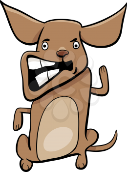 Cartoon Illustration of Angry Little Dog or Puppy Animal Character