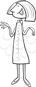 Black and White Cartoon Illustration of Adult Woman Character Coloring Page