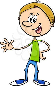 Cartoon Illustration of School Age Boy Character
